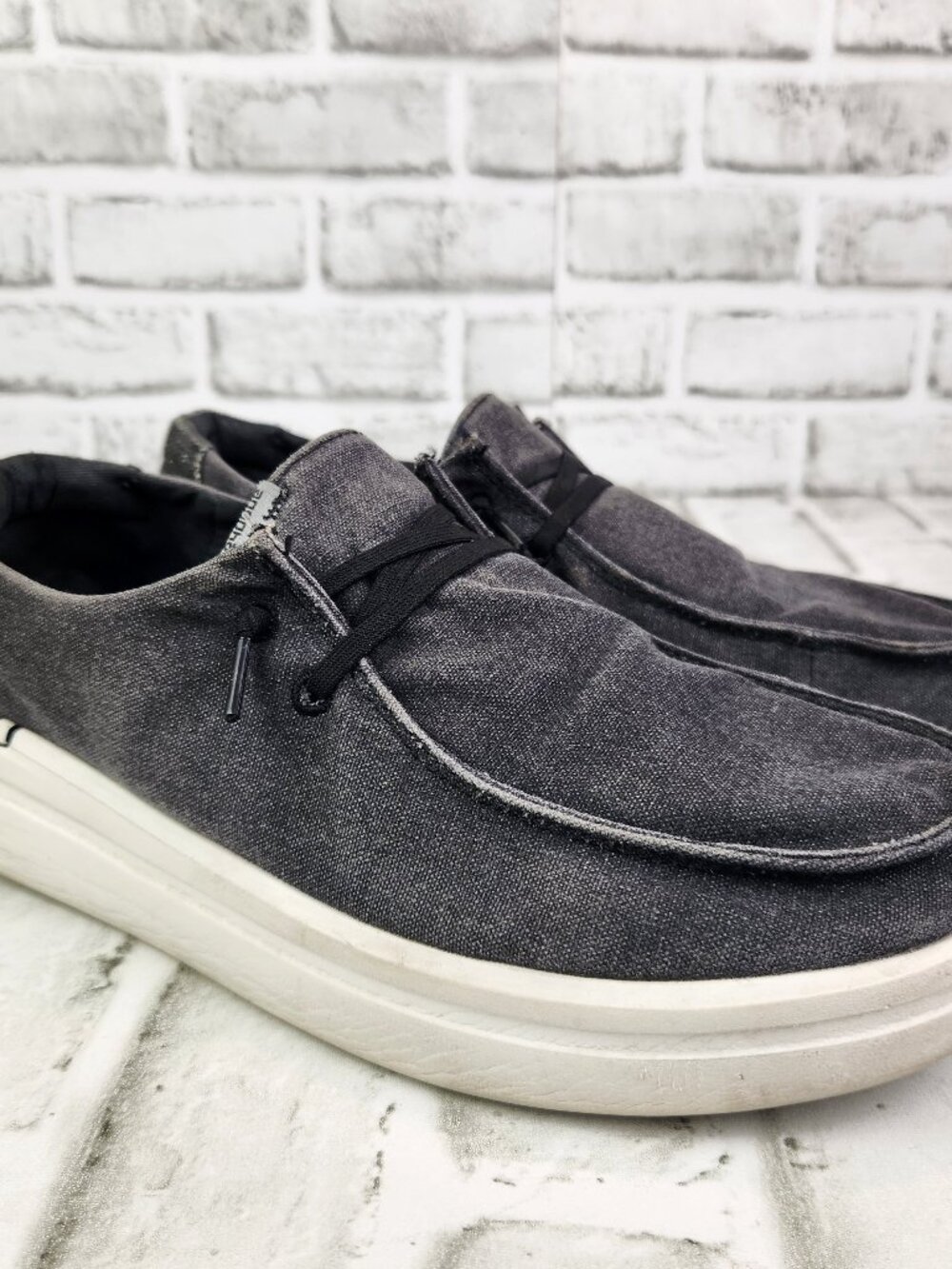 Hey Dude Wendy Rise Platform Womens Sz 11 Black Slip On Comfort Casual Flat Shoe